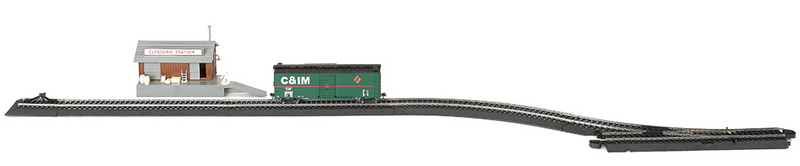 Bachmann 44333 Freight Transfer Siding Set - Steel Rail and Black Roadbed - E-Z Track -- Includes Turnout, Siding Track and Freight House Kit, HO