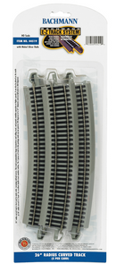 Bachmann 44519 E-Z Track HO Nickel Silver 26" RADIUS TRACK 5pk...