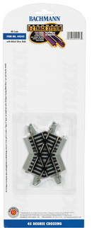 Bachmann 44543 Crossing w/Nickel Silver Rail & Gray Roadbed - E-Z Track(R) -- 45-Degree, HO