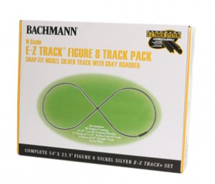 Bachmann 44878 Figure-8 Track Pack - E-Z Track -- 54 x 23-1/2" 137.2 x 59.7cm Set-Up Area, N Scale