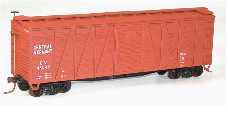 Accurail 4511 40' Outside Braced Boxcar (METAL DOORS & METAL ENDS), Central Vermont, HO