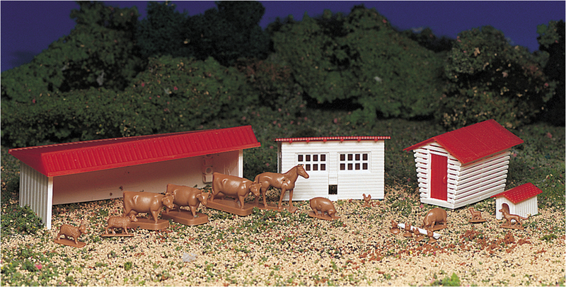 Bachmann 45152 FARM BUILDINGS & ANIMALS, Kit, HO