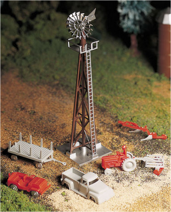 Bachmann 45603 WINDMILL W/FARM MACHINERY Kit, O Scale