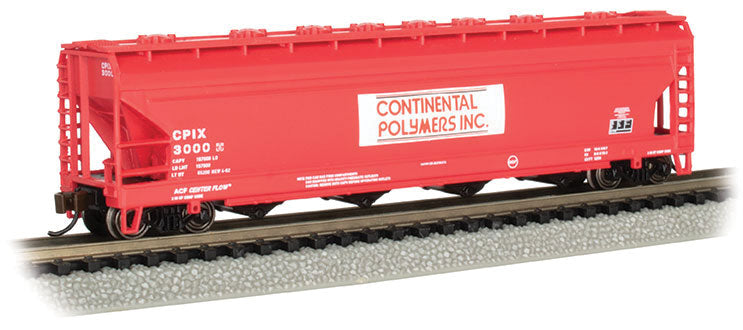 Bachmann 17562 Canadian Cylindrical 4-Bay Grain Hopper - Ready to Run - Silver Series(R) -- Continental Polymers 3000, N Scale