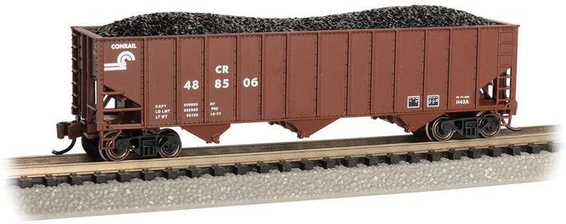 Bachmann 18752 Bethlehem Steel 100-Ton 3-Bay Hopper - Ready to Run -- Conrail 488506 (Boxcar Red, Small Logo), N Scale