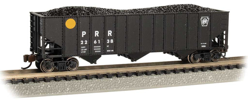 Bachmann 18753 Bethlehem Steel 100-Ton 3-Bay Hopper - Ready to Run -- Pennsylvania Railroad 226138 (black, yelow ball, Plain Keystone), N Scale