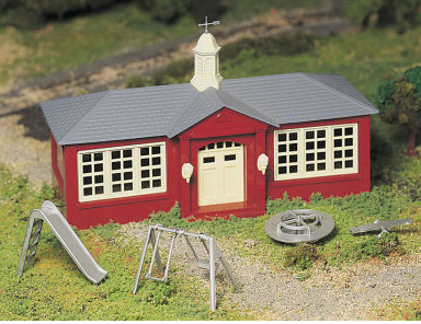 Bachmann 45611 Schoolhouse with Playground Equipment Kit, O Scale