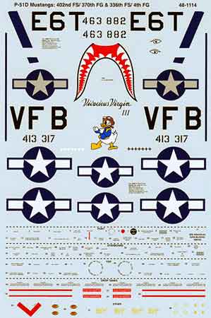 Microscale Inc 460-MS48-1114 P-51D Mustangs: 402nd FS/ 370th FG & 336th FS/ 4th FG