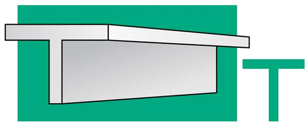 Evergreen Scale Models 767 14" Styrene T-Beam/Column -- .198 x .065" pkg(3), A Scale