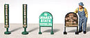 JL Innovative Design 472 Vintage Gas Station Curb Signs Quaker State, HO Scale