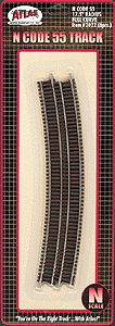 Atlas Model Railroad Co. 150-2022 Code 55 Track w/Nickel-Silver Rail & Brown Ties -- 17-1/2" Radius Full Curve pkg(6), N Scale