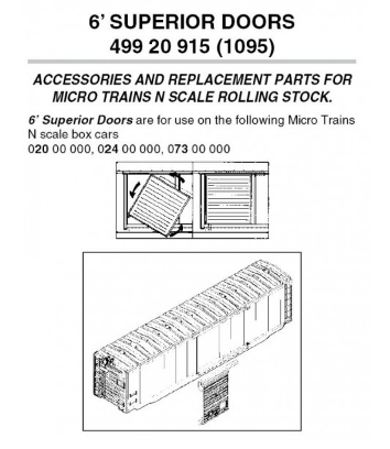 Micro Trains Line 489-49920915 Box Car Doors -- 6' Superior Style - 40' Cars pkg(12), N scale