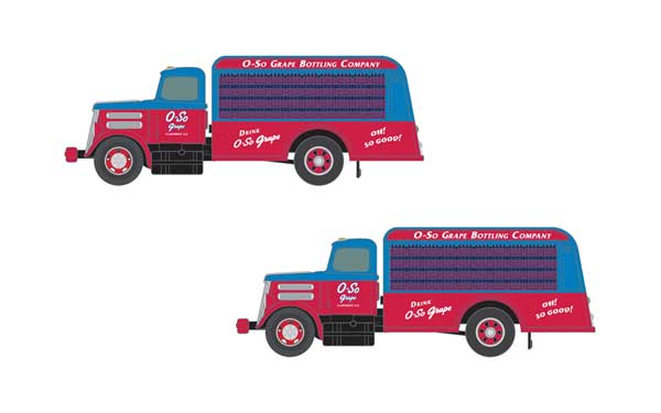 CMW 50396 White WC Beverage Bottle Delivery Truck - Assembled -- O-So Grape (red, blue), N Scale