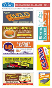 City Classics Buildings 511 Generic Paper Signs for Window Interiors (Approximately 60 Per Sheet) -- Eating & Drinking Establishments, HO