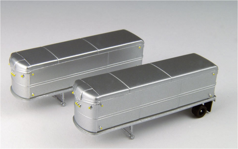 Classic Metal Works 51167 1940s-1960s 32' Aerovan Single Tandem Trailer 2-Pack - Assembled - Mini Metals -- Painted, Unlettered (silver), N Scale