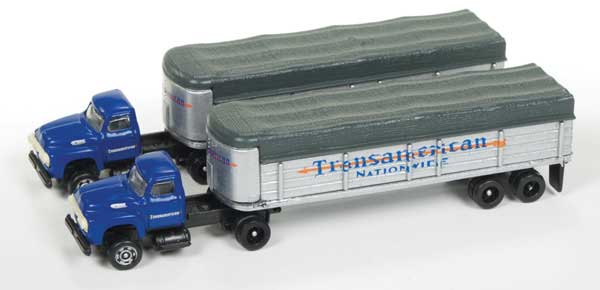 CMW 51170 1954 Ford Tractor w/Covered Wagon Trailer 2-Pack - Assembled -- Transamerican Trucking, N Scale