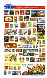 City Classics Buildings 514 Generic Paper Signs For Window Interiors -- Gasoline & Auto Repair, HO