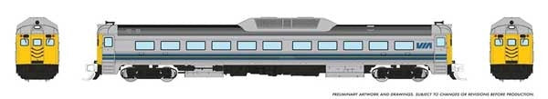 PREORDER Rapido 516513 N Budd RDC-1 Phase 2 - Sound and DCC -- VIA Rail Canada (Early, silver, blue, yellow)