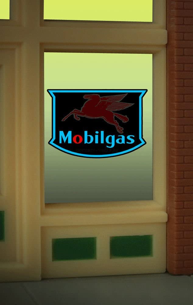 Miller Engineering Animation 9025 HO/N Mobilgas Window Sign