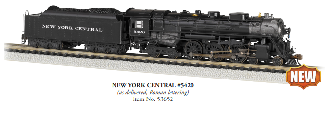 Bachmann 53652 4-6-4 Hudson - Sound and DCC -- New York Central 5420 (As-Delivered, black, graphite, Roman Lettering), N Scale