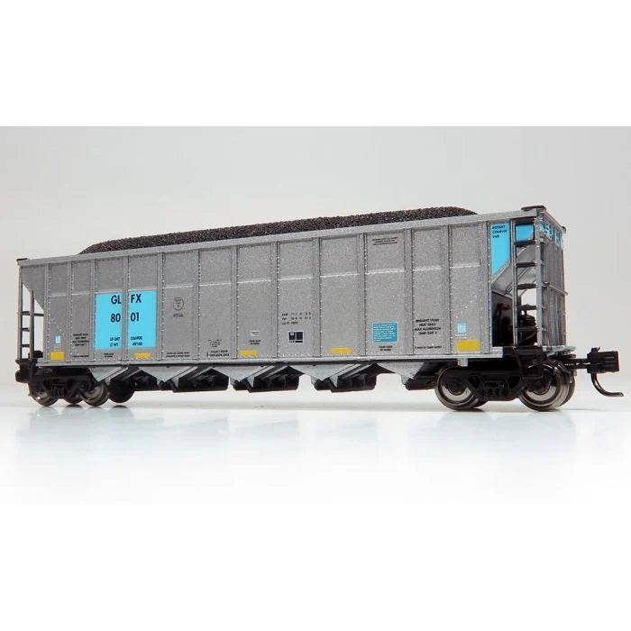 Rapido 538012 AutoFlood III Rapid Discharge Coal Hopper 6-Pack - Ready to Run -- GLFX Set 2 (silver, blue), N Scale