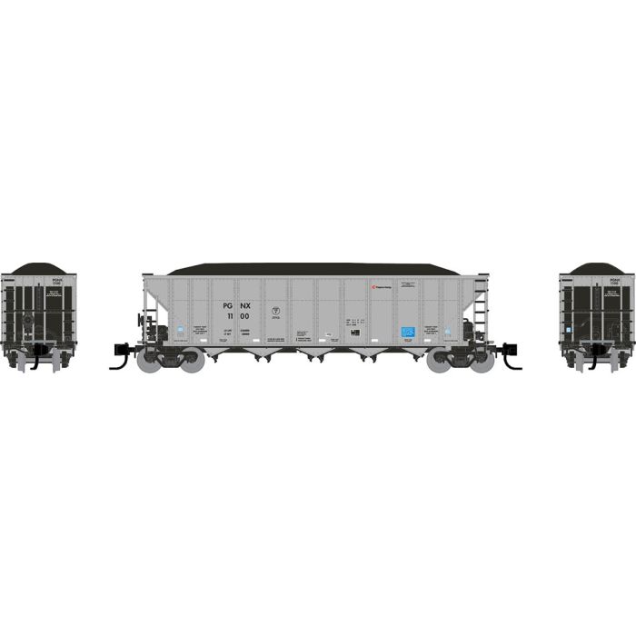 Rapido 538025A AutoFlood III Rapid Discharge Coal Hopper - Ready to Run -- PGNX Set 3 (silver, black), N Scale