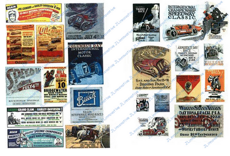 JL Innovative Design 548 Vintage Racing & Speedway Signs 1920s-40s, HO