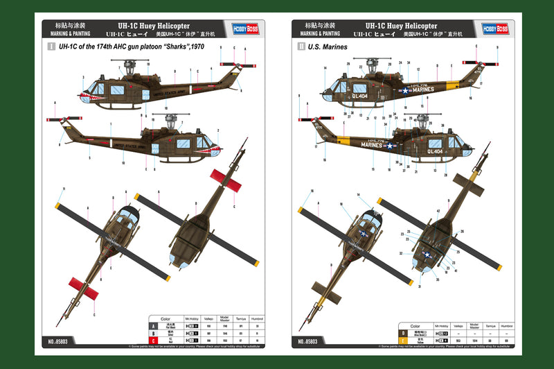 HobbyBoss UH-1C Huey Helicopter 85803 1:48