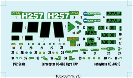 HobyBoss French Army Eurocopter EC-665 Tigre HAP 87210 1:72