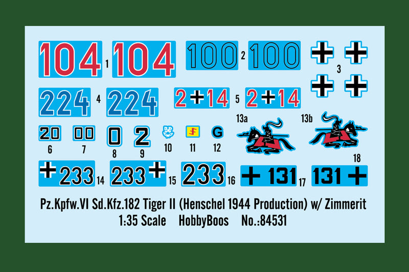 HobbyBoss Pz.Kpfw.VI Sd.Kfz.182 Tiger II (Henschel 1944 Production) w/ Zimmerit 84531 1:35