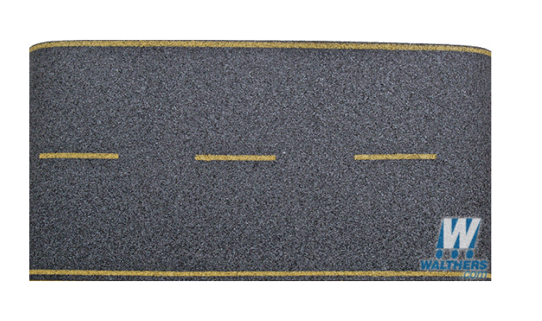 Busch Gmbh & Co Kg 189-6036 Asphalt Country Road with Yellow Line Markings, HO