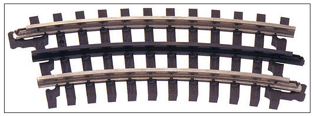 Atlas O 151-6044 21st Century Track System(TM) Nickel Silver Rail w/Brown Ties - 3-Rail -- 027 Half Curved Section, O Scale