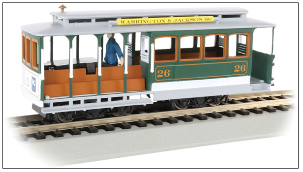 Bachmann 60536 Cable Car with Grip Man - Standard DC -- Washington & Jackson Streets 26 (green, gray), HO