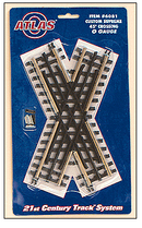Atlas O 151-6081 21st Century Track System(TM) Nickel Silver Rail w/Brown Ties - 3-Rail -- 45-Degree Crossing, O Scale