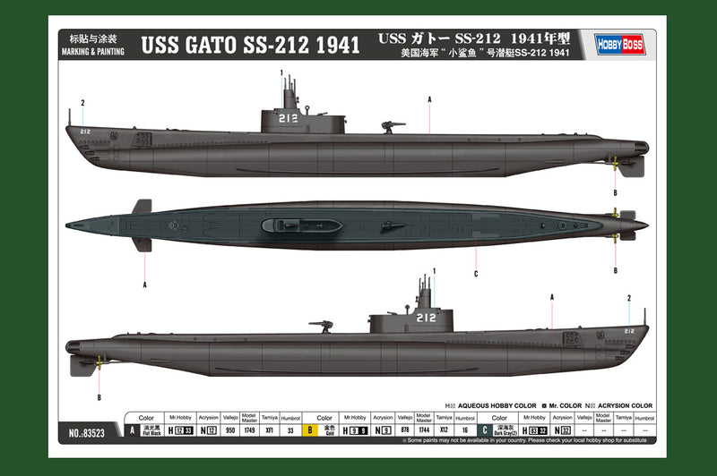 HobbyBoss USS GATO SS-212 1941 83523 1:350