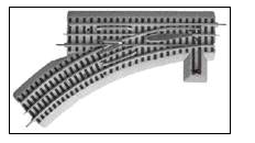 Lionel 612017 FasTrack(TM) Track w/Roadbed - 3-Rail -- Manual Turnout (Switch) O-36 Left Hand