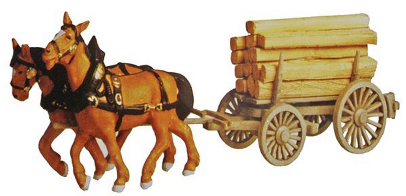 Model Power MDP624 HORSE DRAWN LUMBER CARRIER, HO Scale