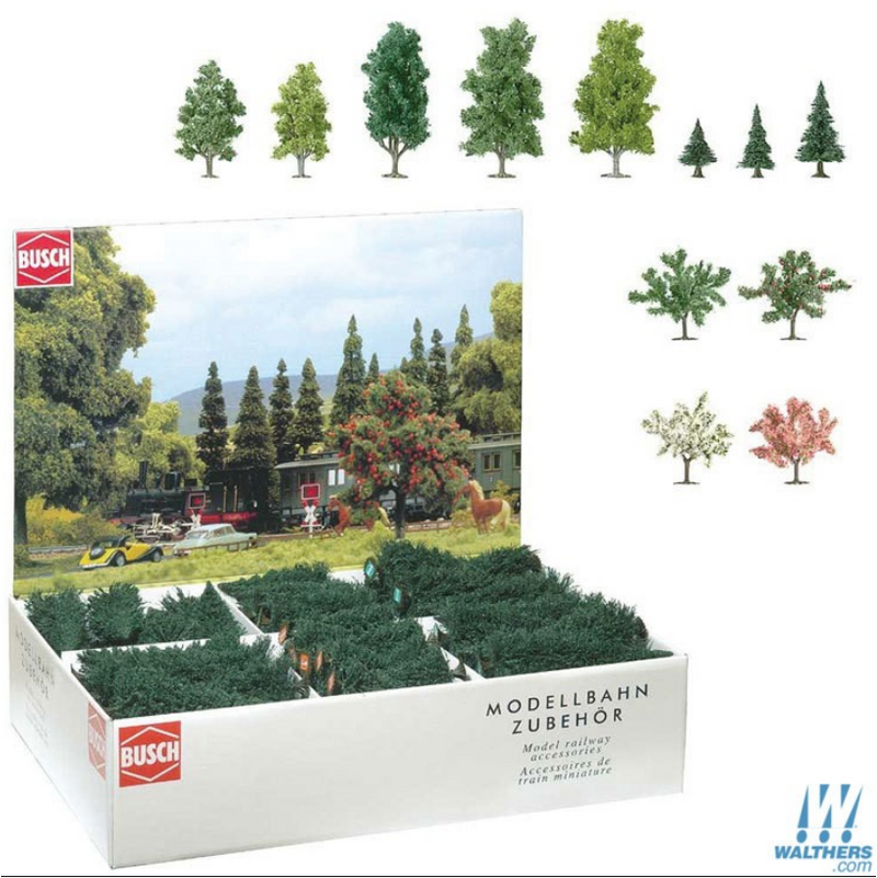 Busch Gmbh & Co Kg 189-6333 Mixed Tree Bulk Pack -- Mixed, Pine, Deciduous & Blooming pkg(204), All Scales