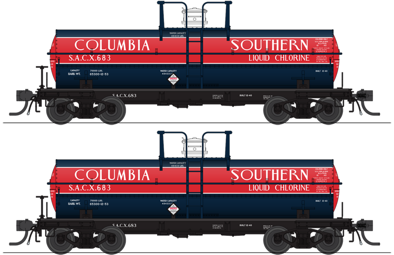 BLI 6460 6000 Gallon Tank, Columbia Southern, Dark Blue & Red, 2-pack, HO (SACX #683, SACX #688)