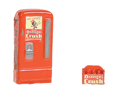 JL Innovative Design 743 Upright Soda Machine w/Case -- Orange Crush, HO