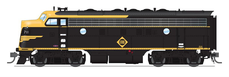 BLI 6675 EMD F7 A/B Set, ERIE 711A/711B, Black & Yellow, A-unit Paragon4 Sound/DC/DCC, Unpowered B, HO