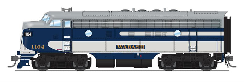 BLI 6681 EMD F7 A/B Set, WAB 1104/1104B, Blue, Gray & White, A-unit Paragon4 Sound/DC/DCC, Unpowered B, HO