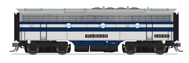 BLI 6681 EMD F7 A/B Set, WAB 1104/1104B, Blue, Gray & White, A-unit Paragon4 Sound/DC/DCC, Unpowered B, HO