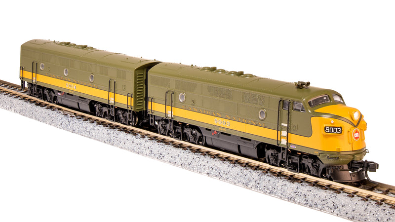 BLI 6831 EMD F3 A/B, CN 9003/9004, Olive Green & Imitation Gold, A-unit Paragon4 Sound/DC/DCC, Unpowered B-unit, N