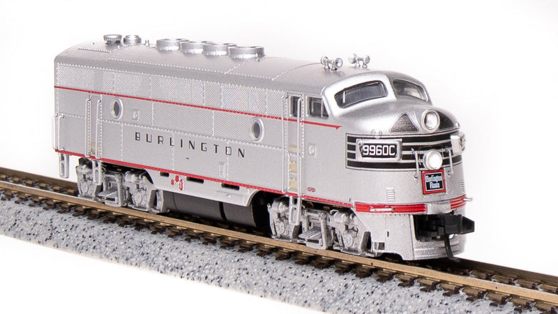 BLI 6840 EMD F3A, CBQ 9960C, Aluminum w/ Black Nose Stripes, Paragon4 Sound/DC/DCC, N