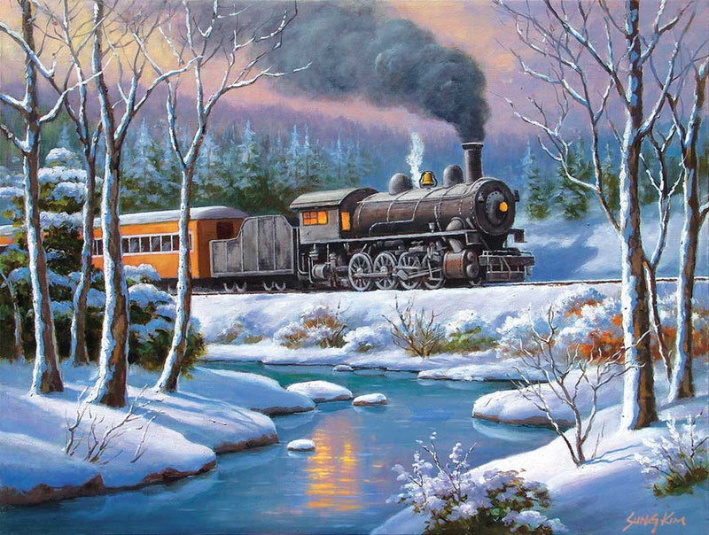 Train Enthusiast Vendors 41617 Winter Forest Express Puzzle -- 500 Pieces 18 x 24"