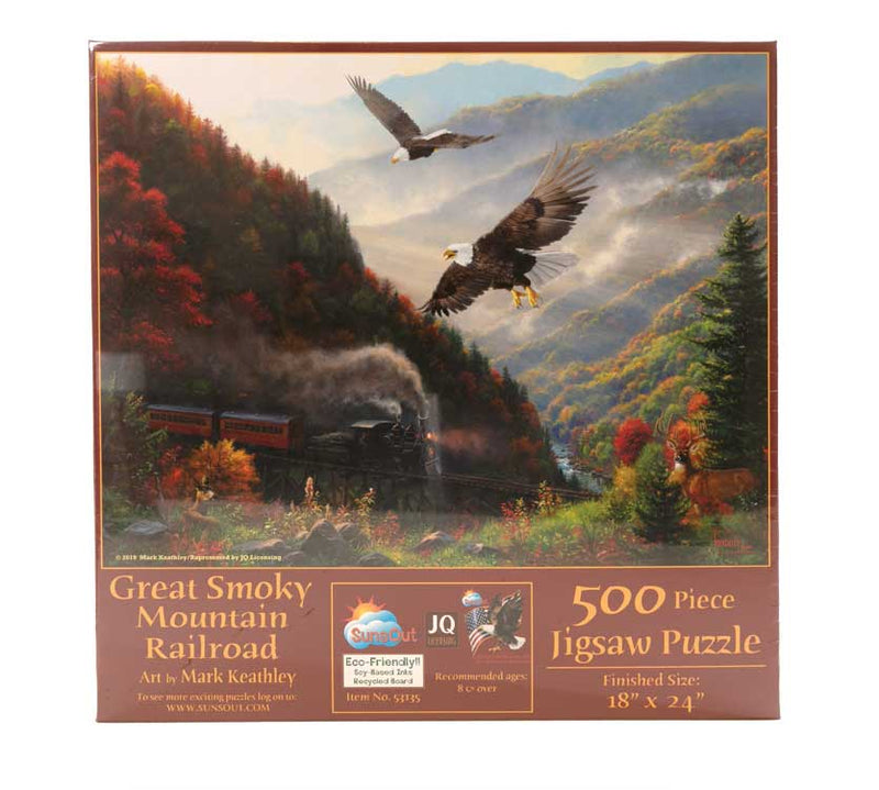 Train Enthusiast Vendors 53135 Great Smoky Mountain Railroad Puzzle -- 500 Pieces 18 x 24"