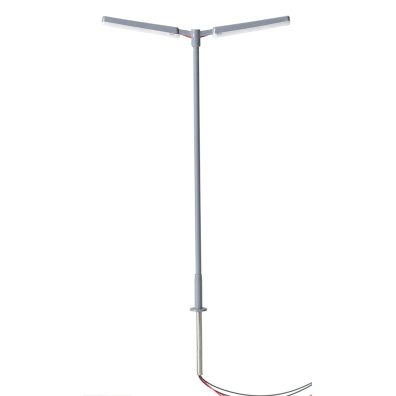 Atlas 70000160 N SCALE DOUBLE ARM PARKING LOT LIGHT GREY, COOL WHITE LED (3-PACK)