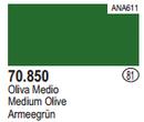 Vallejo Acrylic Paints 70850 MEDIUM OLIVE 17ml 6p