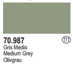 Vallejo Acrylic Paints 70987 MEDIUM GREY 17ml